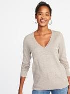 Old Navy Womens Classic Marled V-neck Sweater For Women Oatmeal Size Xl