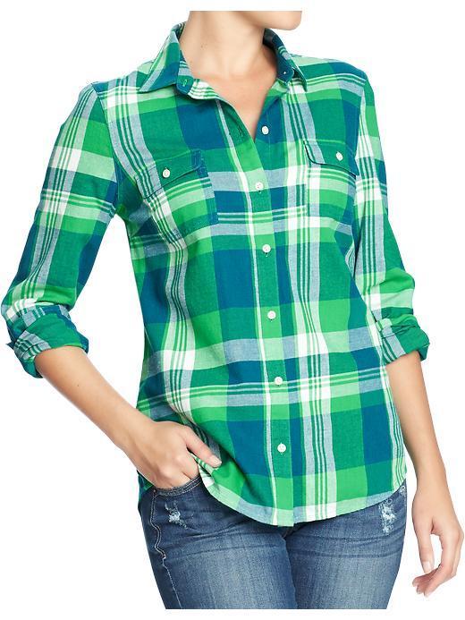 Old Navy Old Navy Womens Plaid Flannel Shirts - Green/blue Plaid