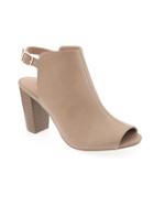 Old Navy Heeled Peep Toe Booties For Women - Taupe