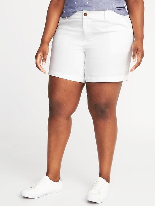 Old Navy Womens Mid-rise Plus-size Everyday Shorts (7) Bright White Size 22