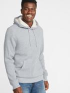 Old Navy Mens Sherpa-lined Thermal-knit Pullover Hoodie For Men Light Gray Heather Size Xs