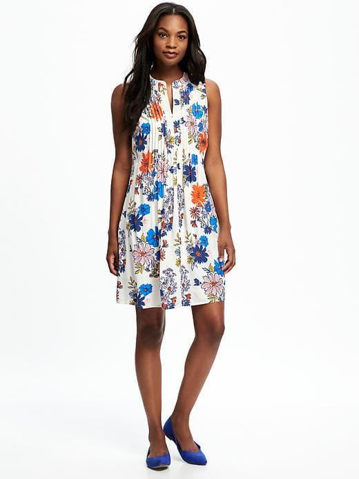 Old Navy Printed Pintuck Swing Dress For Women - White