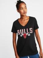 Old Navy Womens Nba Team-graphic V-neck Tee For Women Chicago Bulls Size M