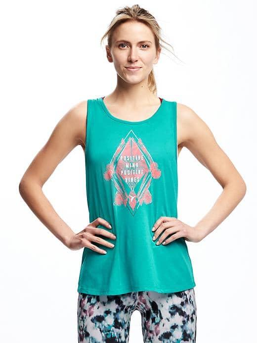 Old Navy Go Dry Twist Back Tank For Women - Splashing Teal