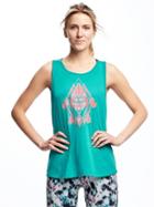 Old Navy Go Dry Twist Back Tank For Women - Splashing Teal