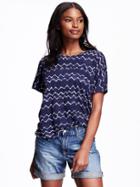 Old Navy Printed Oversized Top For Women - Navy Blue Print