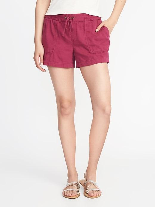 Old Navy Womens Mid-rise Soft Utility Shorts For Women Boysenberry Juice Size L