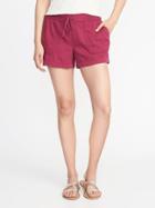 Old Navy Womens Mid-rise Soft Utility Shorts For Women Boysenberry Juice Size L