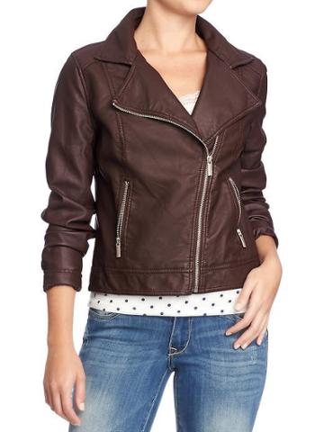 Old Navy Old Navy Womens Faux Leather Moto Jackets - Cognac Brown