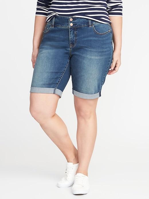 Old Navy Womens Smooth & Slim Plus-size Denim Bermudas (10) Angel Island Size 18
