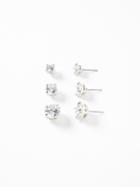 Old Navy Womens Cubic-zirconia Stud Earring 3-pack For Women Silver Size One Size