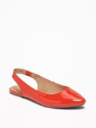 Faux-leather Slingback Flats For Women