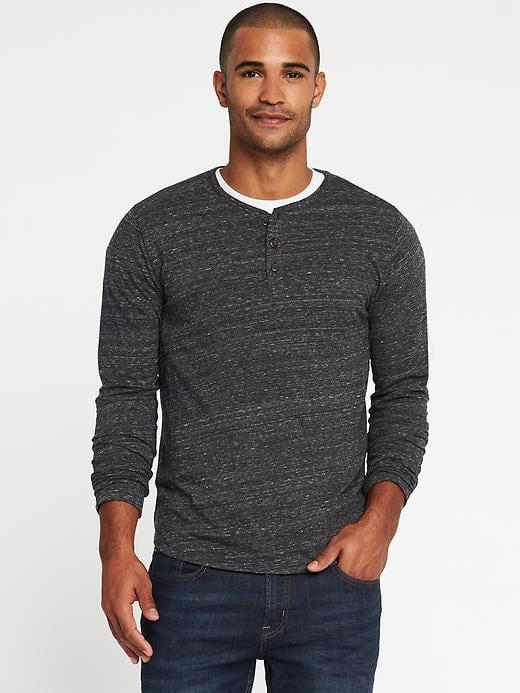 Old Navy Mens Soft-washed Slub-knit Henley For Men Dark Charcoal Gray Size S