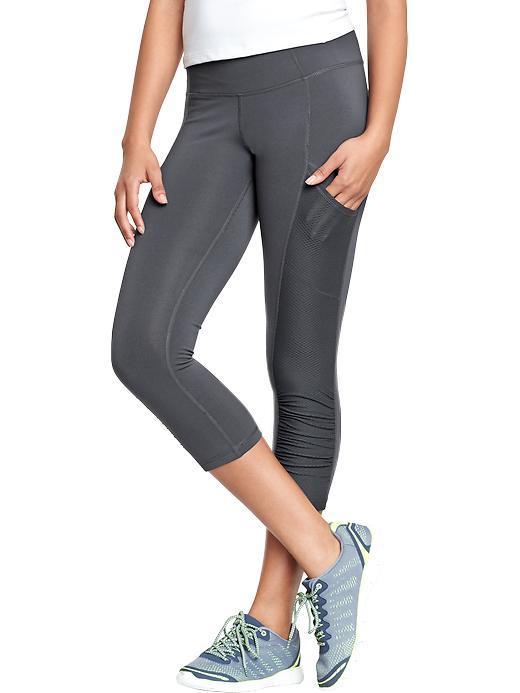 Womens Active Mesh Panel Compression Capris Size L Tall - Carbon