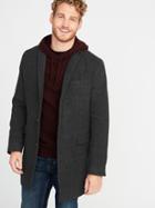 Old Navy Mens Soft-brushed Topcoat For Men Charcoal Herringbone Size M