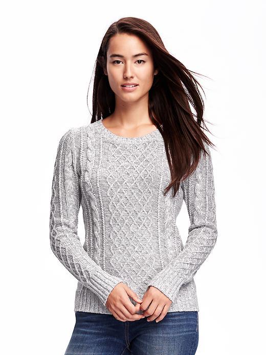Old Navy Classic Cable Knit Pullover For Women - Heather Gray