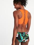 Old Navy Womens Lace-back High-neck Swim Top For Women Orange You Glad Size Xl