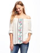 Old Navy Embroidered Off The Shoulder Swing Top For Women - Creme De La Creme