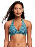 Old Navy Underwire Halter Bikini Top For Women - Tiled Green