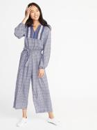 Old Navy Womens Printed Tie-waist Jumpsuit For Women Cobalt Blue Size Xl
