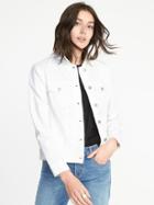 Old Navy Womens Clean-slate White Denim Jacket For Women Bright White Size M