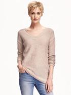 Old Navy Marled V Neck Tunic Pullover For Women - Stone/pink