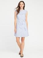 Old Navy Womens Sleeveless Ruffled Shirt Dress For Women Blue Stripe Size L