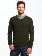 Old Navy Mens V-neck Sweater For Men Olive Heather Size S