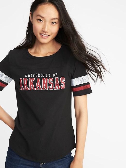 Old Navy Womens College-team Graphic Sleeve-stripe Tee For Women Arkansas Size S