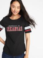 Old Navy Womens College-team Graphic Sleeve-stripe Tee For Women Arkansas Size S