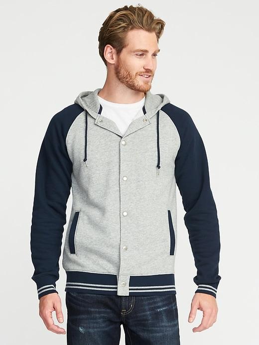 Old Navy Mens Varsity-style Fleece Hoodie For Men Navy Blue Combo Size L