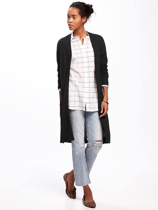 Old Navy Super Long Open Front Cardi For Women - Blackjack