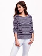 Old Navy Long Sleeve Square Fit Tee - Navy Stripe