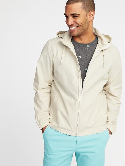 Old Navy Mens Water-resistant Nylon-blend Hooded Jacket For Men Canvas Size Xl