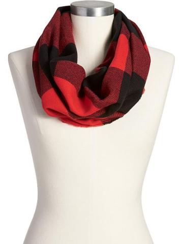 Old Navy Womens Plaid Flannel Funnel Neck Scarves Size One Size - Red Plaid