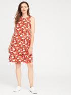 Old Navy Printed Sleeveless Swing Dress For Women - Large Red Floral
