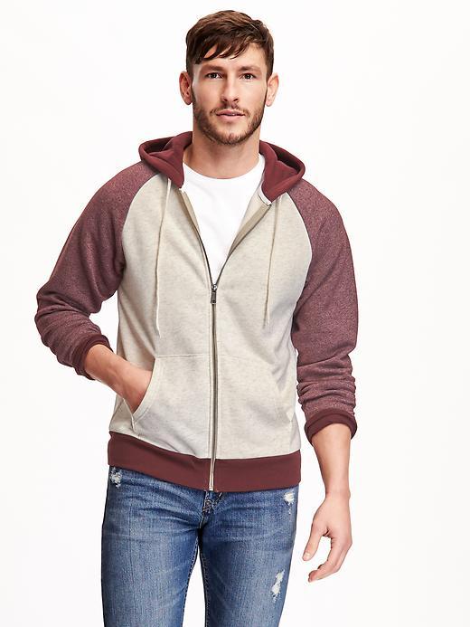 Old Navy Fleece Baseball Zip Hoodie - Red Combo