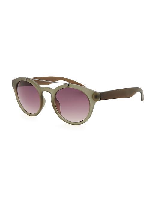 Old Navy Notched Bar Sunglasses For Women - Military Green