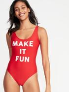 Graphic Scoop-back Swimsuit For Women