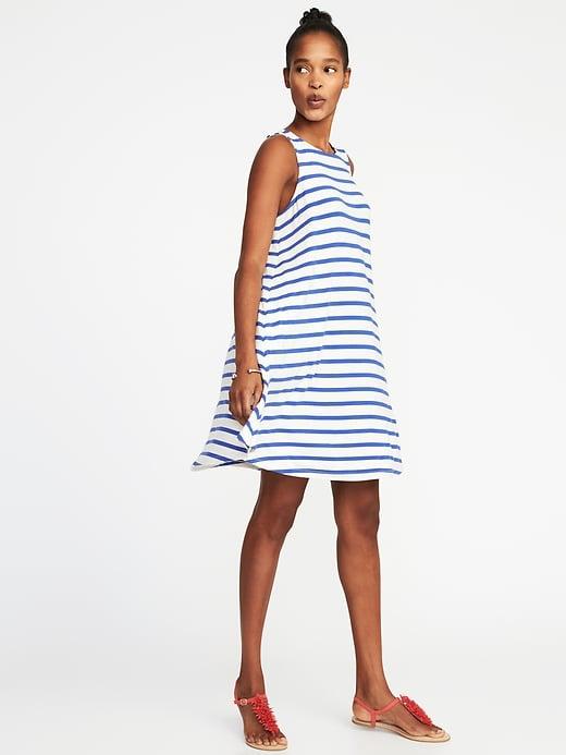Old Navy Womens Jersey-knit Sleeveless Swing Dress For Women Blue Stripe Size Xl