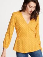 Wrap-front Tie-waist Top For Women
