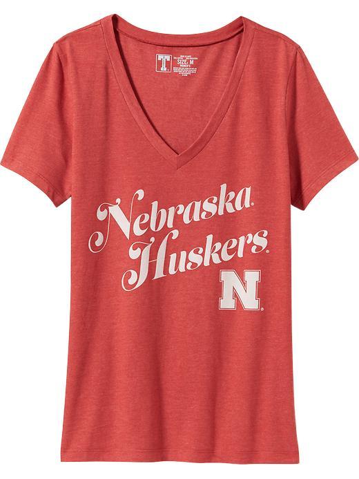 Old Navy Womens College Team V Neck Tee Size L - Nebraska Corn