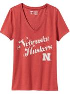 Old Navy Womens College Team V Neck Tee Size L - Nebraska Corn