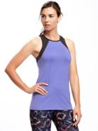Old Navy Go Dry Cool Mesh Trim Support Tank For Women - Delphinium