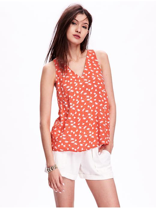 Old Navy Printed Swing Tank - Red Floral