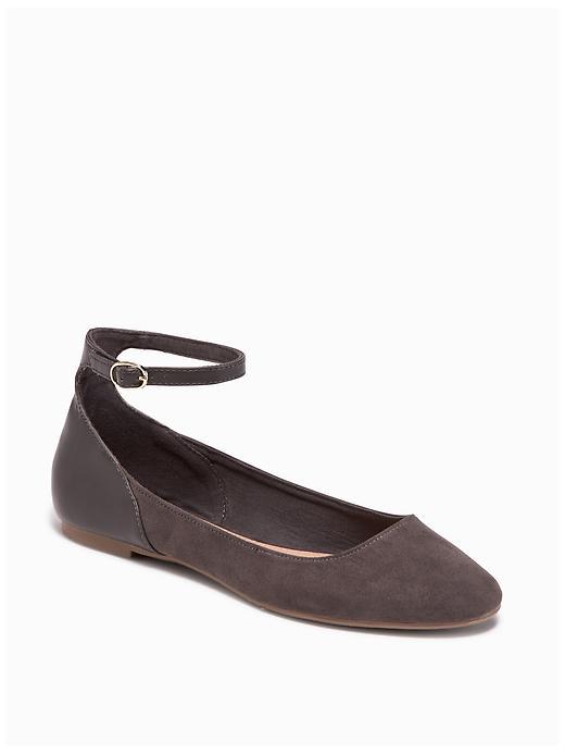 Old Navy Ankle Strap Ballet Flats For Women - Grey
