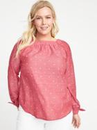 Old Navy Womens Plus-size Square-neck Dobby Top Pink Dots Size 2x