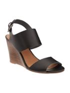 Old Navy Faux Leather Double Strap Wedges For Women - Black
