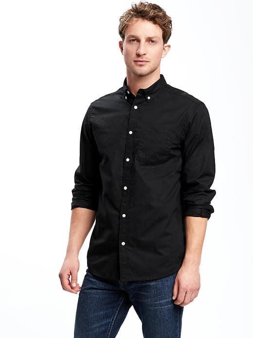 Old Navy Regular Fit Poplin Shirt For Men - Black