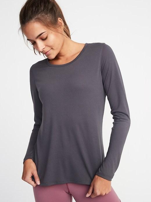 Old Navy Womens Lightweight Mesh-back Performance Top For Women Coal Smoke Size Xs